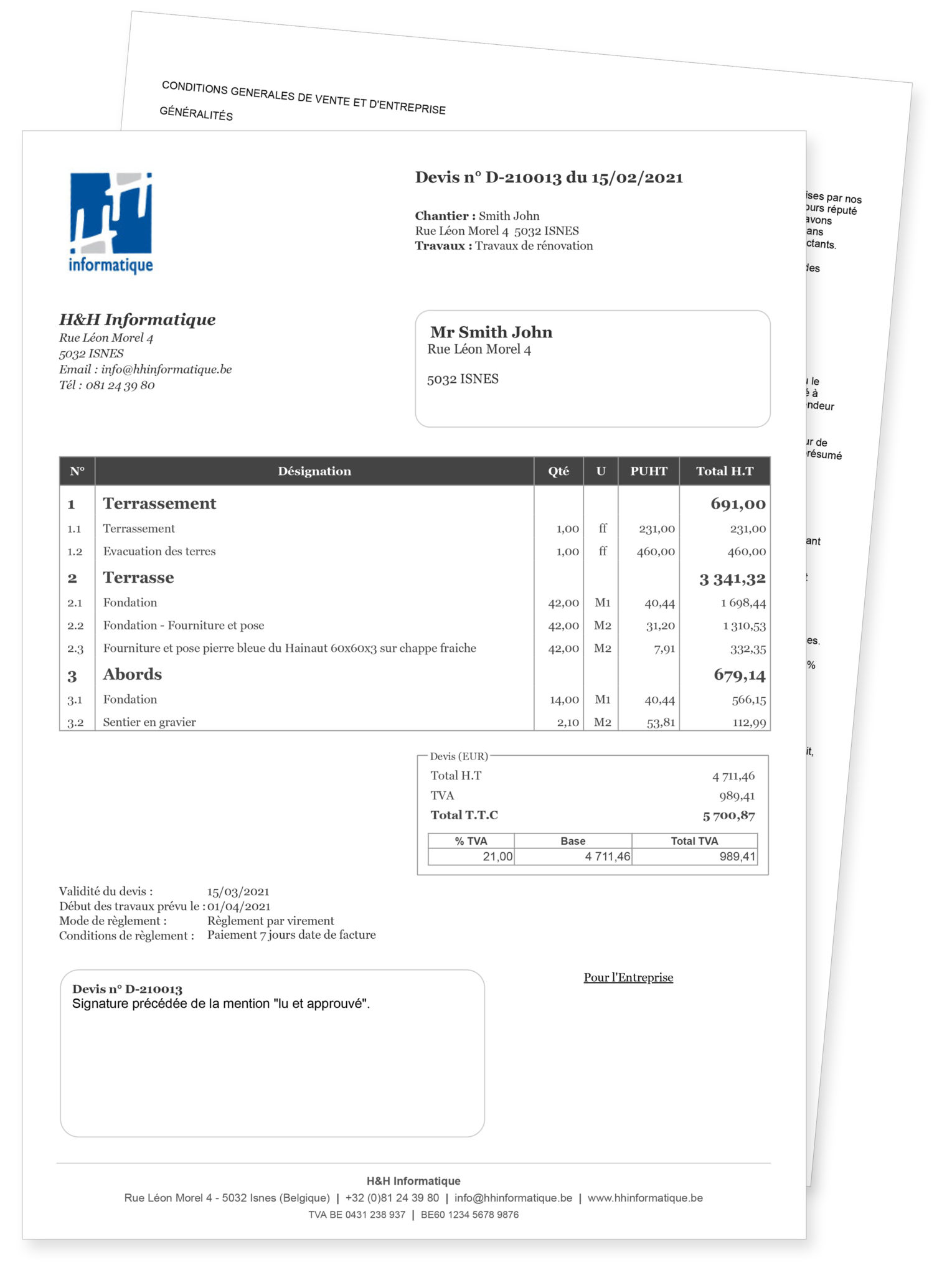 Des devis professionnels grâce à Weebati  H&H Informatique